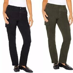 NWT Well Worn Women's High Rise Cargo Pants Black/Green Size 4-14 $60 10HL280